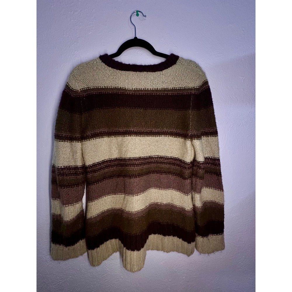 Natural Reflections Sweater striped brown green Size Medium - Picture 3 of 4